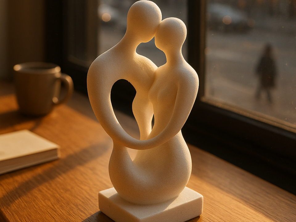 Minimalist Abstract Couple Sculpture – Nordic Style