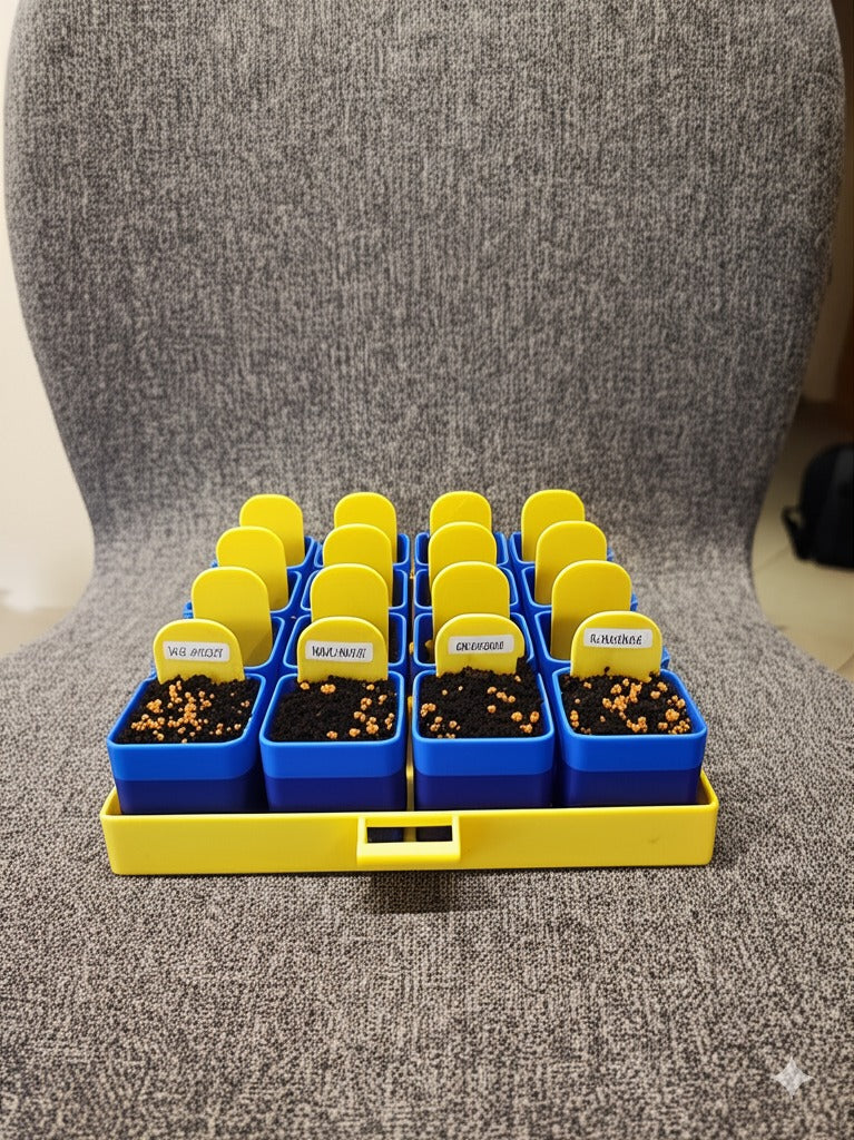 Seed Starter Kit with Lift Spoon & Water Reservoir – 16 Pot Garden Tray